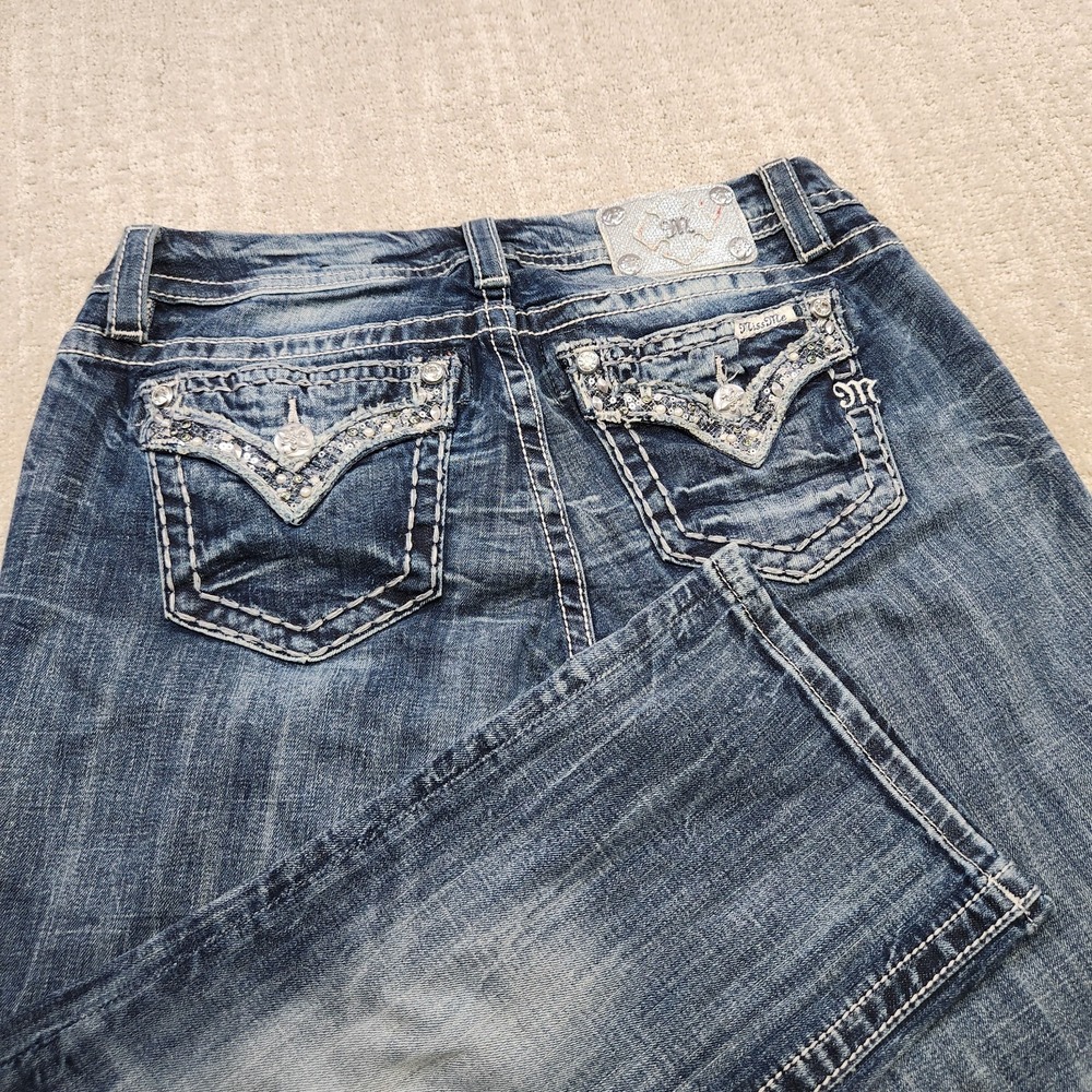Miss Me Jeans Women 30 Mid Rise Easy Crop Stretch Denim Y2K Cowgirl Western